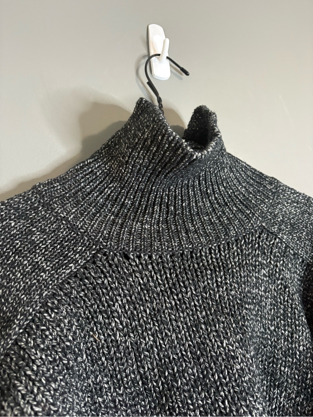 Zara Knit Black & White Marled Cropped Turtleneck Sweater Balloon Sleeve Size S - Picture 5 of 7